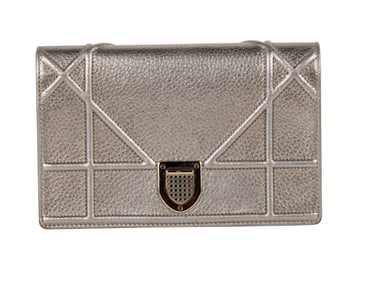 Christian Dior Silver Diorama Wallet on Chain