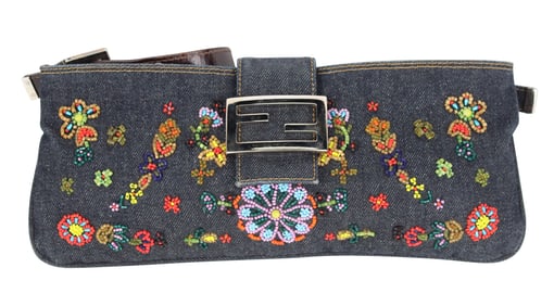 Fendi Beaded Denim Mama Baguette