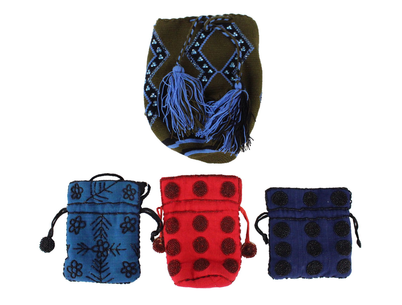 Four Beaded Woven Bags (1 of 5)