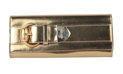 Gucci Gold Patent Leather Romy Clutch