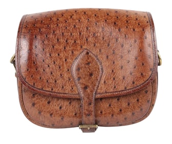 Hermes Cognac Ostrich Crossbody Bag