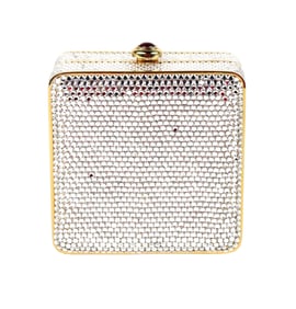 Judith Leiber Petite Silver Crystal Minaudiere