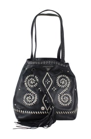 Prada Black and White Leather Bucket Bag