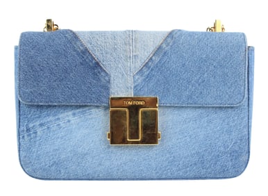 Tom Ford Denim T-Clasp Shoulder Bag