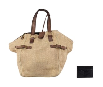 YSL Raffia Downtown Straw Tote