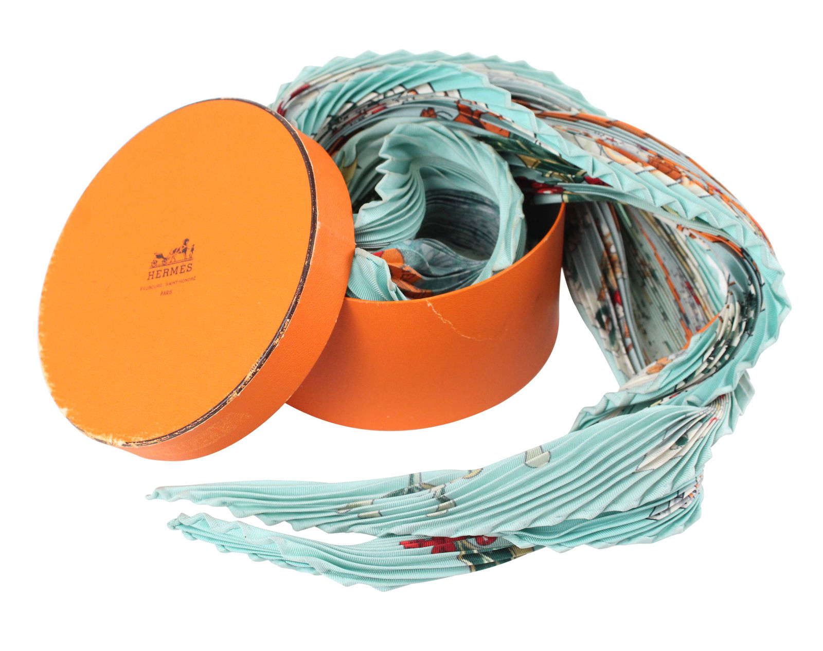 Hermes "Neige d'Antan" Pleated Silk Scarf (1 of 10)