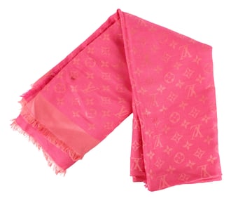 Louis Vuitton Pink Silk and Wool Monogram Shawl/Scarf
