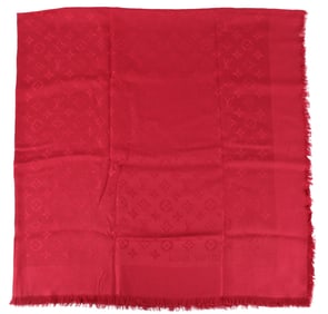 Louis Vuitton Red Silk and Wool Monogram Shawl/Scarf