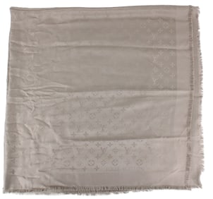 Louis Vuitton Grey Silk and Wool Monogram Shawl/Scarf