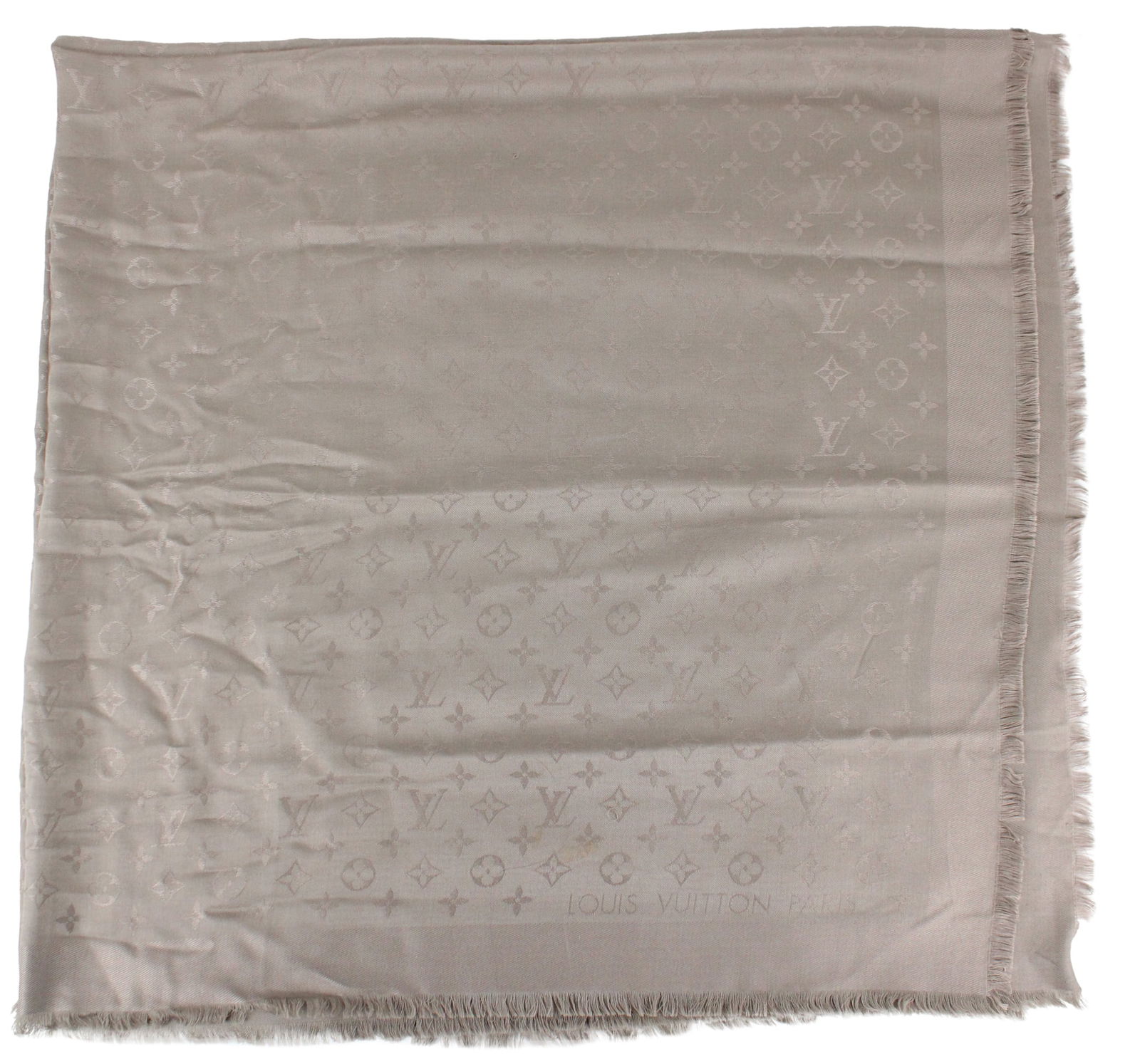 Louis Vuitton Grey Silk and Wool Monogram Shawl/Scarf (1 of 6)