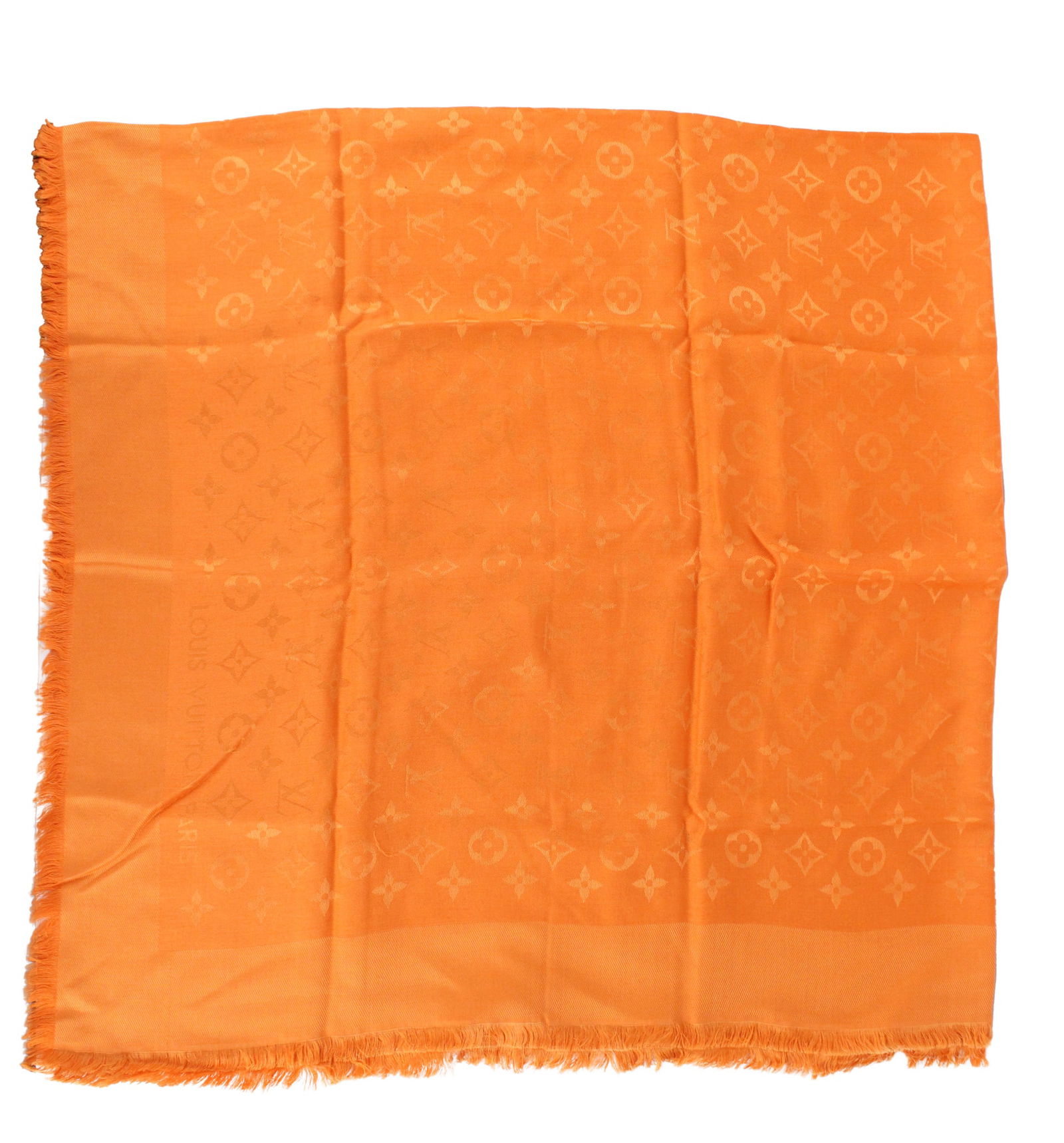 Louis Vuitton Orange Silk and Wool Monogram Shawl/Scarf (1 of 5)