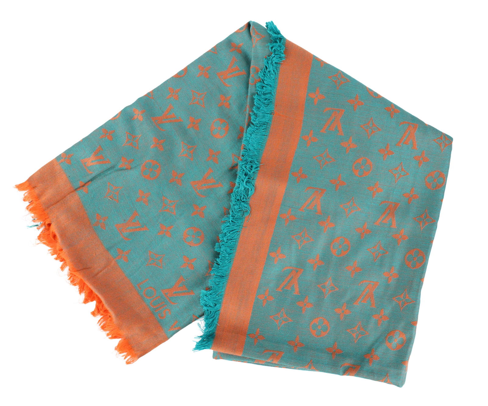 Louis Vuitton Orange and Turquoise Monogram Shawl/Scarf (1 of 8)
