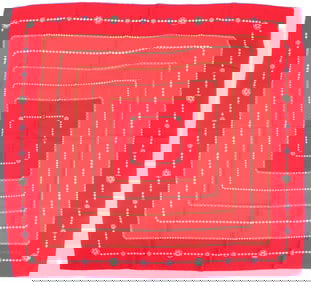 Chanel Pearl Necklace Motif Silk Scarf