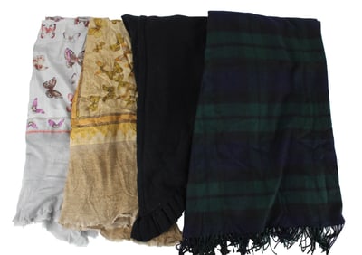 Two Avant Toi Silk and Cashmere Butterfly Motif Shawls