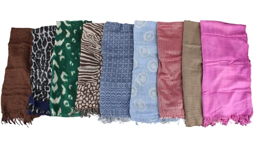 Nine Assorted Scarves and Shawls
