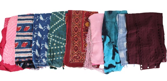 Twelve Assorted Scarves and Shawls