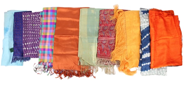 Ten Assorted Scarves and shawls.