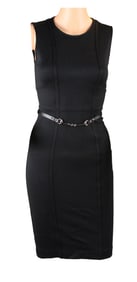 Gucci Black Rayon Belted Cocktail Dress