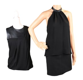 Two Gucci Leather Trimmed Shirts and a Skirt