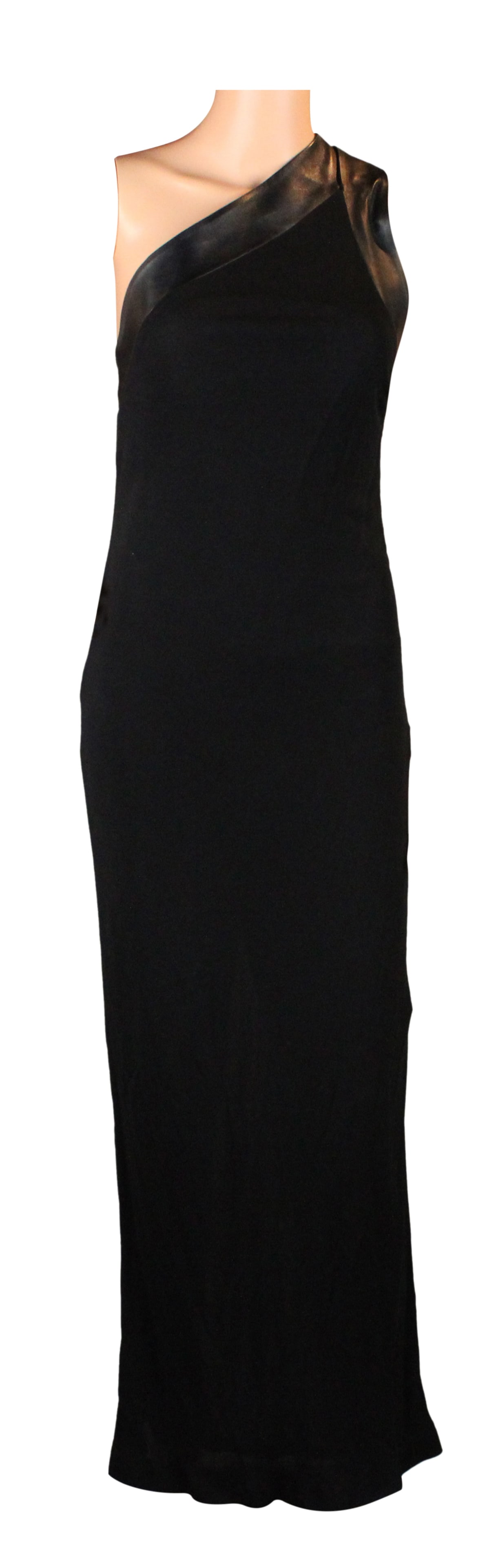 Gucci Black Leather-Trimmed One Shoulder Dress (1 of 7)