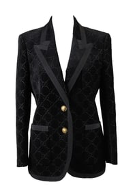 Gucci Black Velvet Logo Blazer
