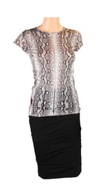 Tom Ford Black Skirt and Lizard Print Shirt