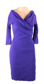 Christian Dior Purple 3/4 Sleeve Cocktail Dress