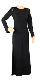 Emilio Pucci Black Beaded Long Sleeve Evening Gown