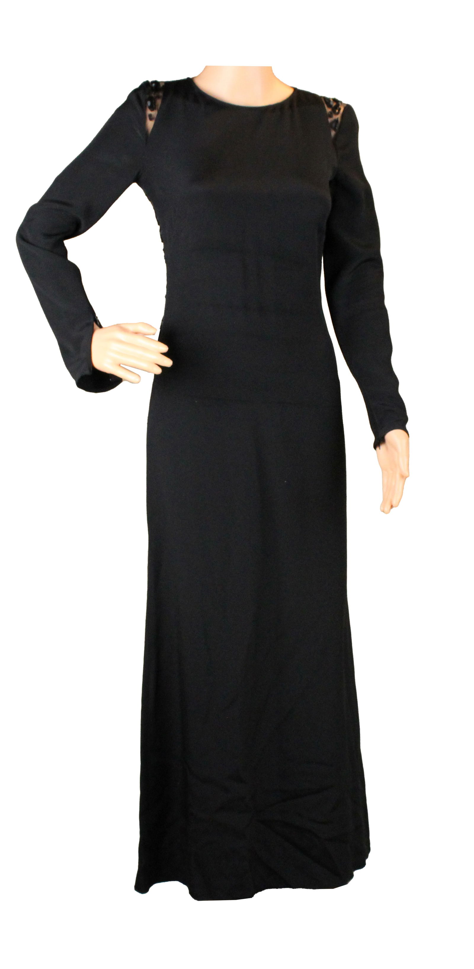 Emilio Pucci Black Beaded Long Sleeve Evening Gown (1 of 8)