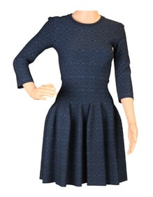 Alaia Blue and Black 3/4 Sleeve Dress
