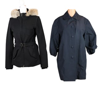 Prada Black Nylon and Faux-Fur Hooded Jacket