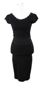 Chanel Black Knit Cap Sleeve Dress