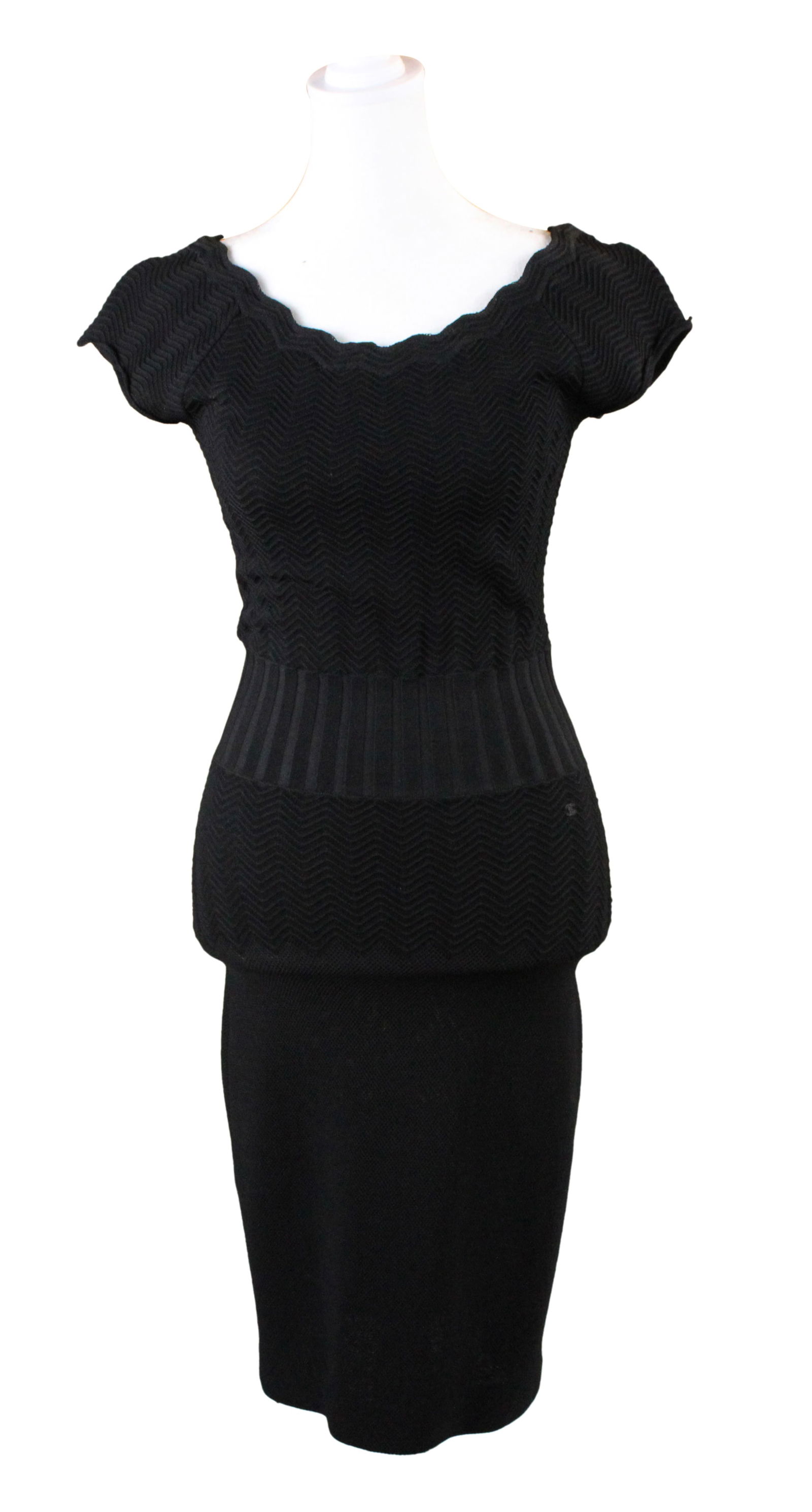 Chanel Black Knit Cap Sleeve Dress (1 of 5)