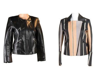 Fendi Mixed Leather Motorcycle Jacket