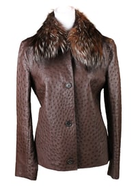 Prada Ostrich Jacket with Fur Collar
