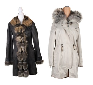 Shearling and Fur-Trimmed Coat