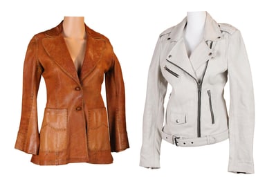 Goosecraft White Sheep Leather Biker Jacket