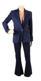 Alice + Olivia Blue Suede Suit