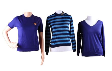 Three Prada Blue Sweaters