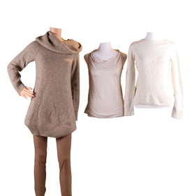 The Row Tan Dress Pants and Two Sweaters