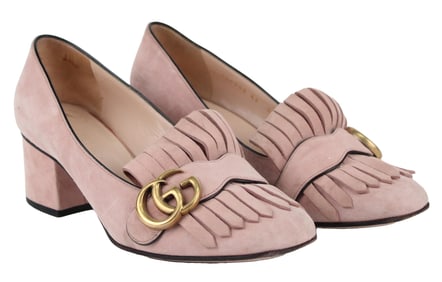 Pair of Gucci Dusty Rose Fringe Pumps