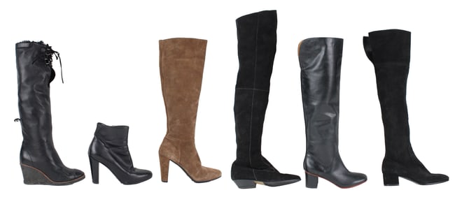 Pair of Chanel Fur Lined Black Leather Knee High Boots