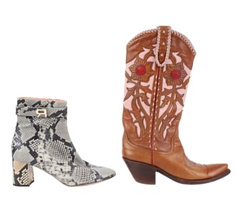 Pair of Rochas Lizard Ankle Boots