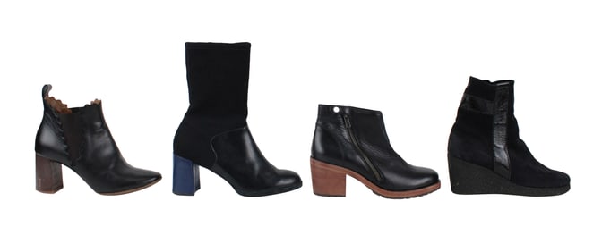 Four Pairs of Designer Black Ankle Boots
