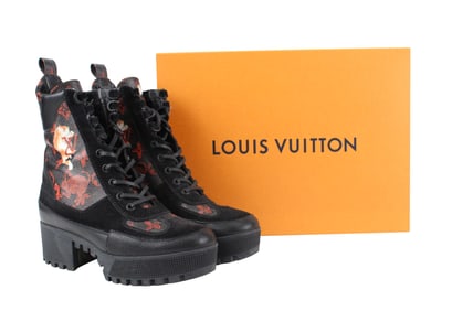 Louis Vuitton Catogram Print Combat Boots