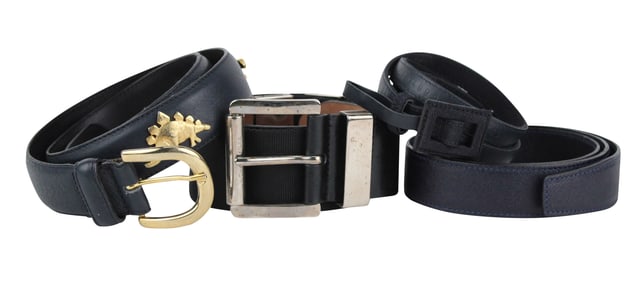 Christian Dior Black Leather Skinny Fashion Belt