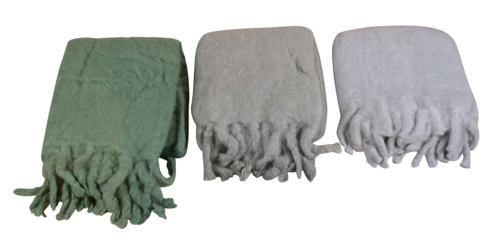 Three Blue and Green Mohair Blankets (1 of 9)