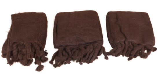 Three Dark Brown Mohair Blankets