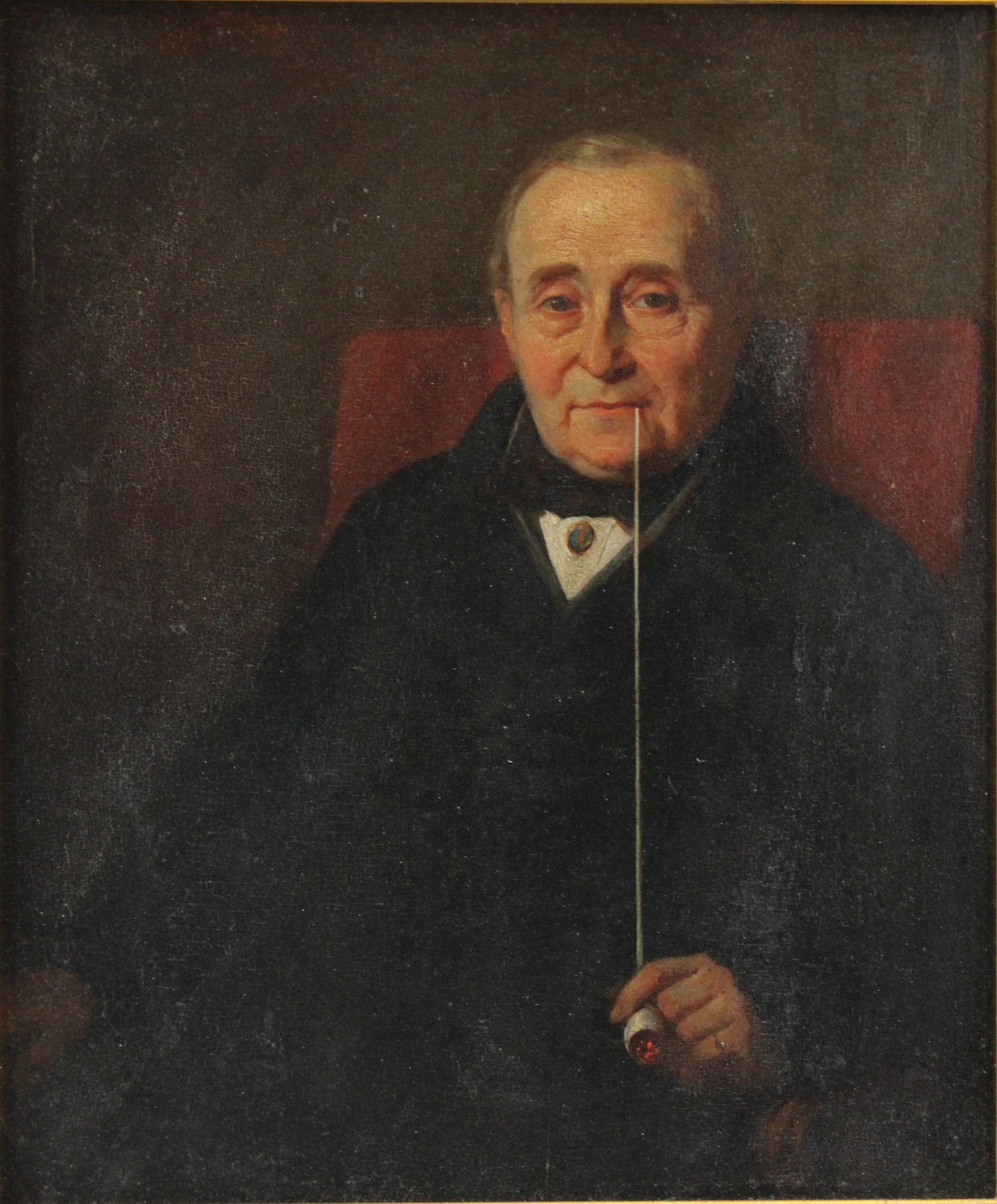 Portrait of Gentleman with Pipe, Oil on Canvas: Portrait of Gentleman with PipeOil on CanvasBritish School, 19th C. appears to be unsigned.Sight: 10 x 8 in. (25.4 x 20.3 cm.), Frame: 13 x 11 in. (33 x 27.9 cm.)