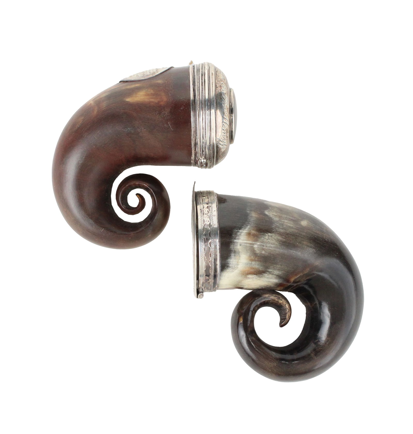 Two Silver Mounted Ram's Horn Snuff Boxes (1 of 9)